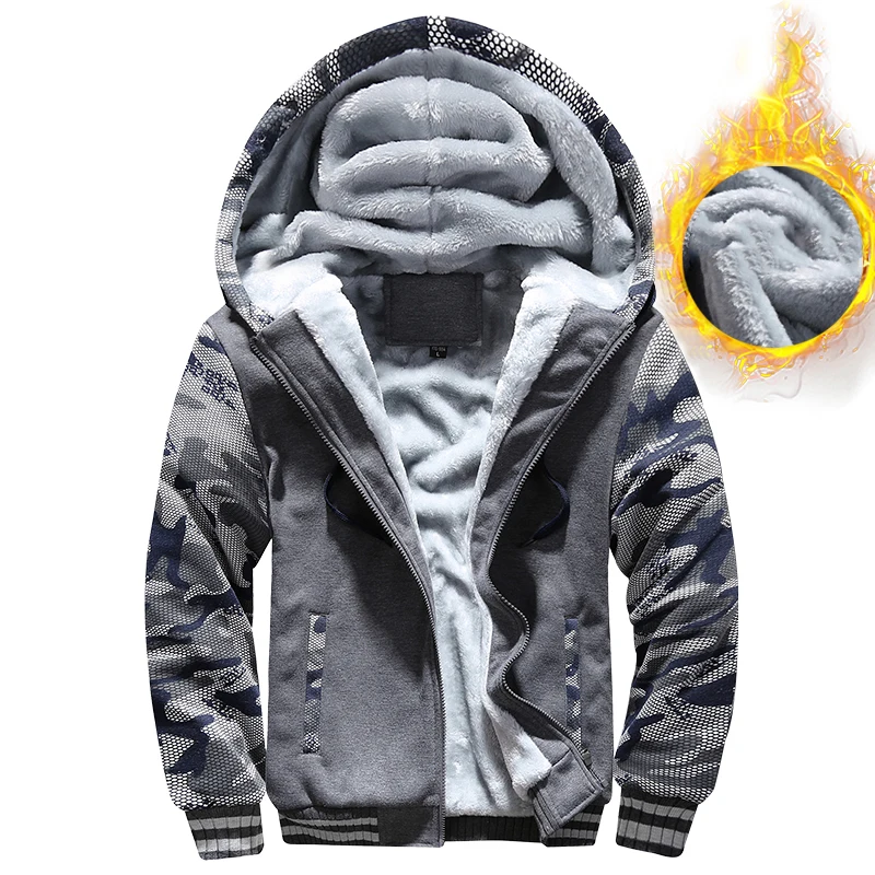 Мужская зимняя куртка Флисовая теплая Толстая парка с капюшоном бархатные