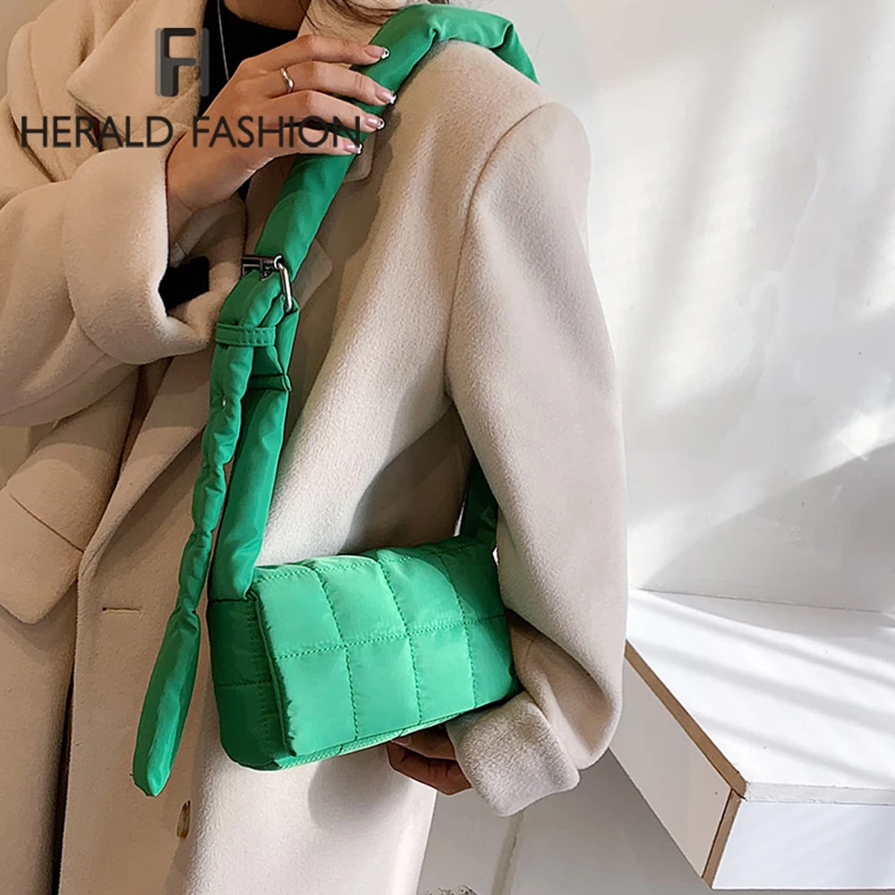 

Модная хлопковая женская сумка через плечо Space Pad, мягкая повседневная женская сумка-шоппер, женские нейлоновые сумки с подкладкой, зимняя с...