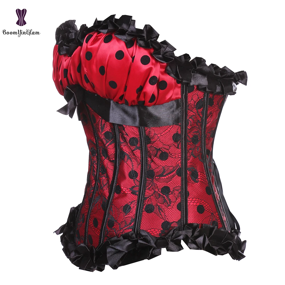 Корсет в горошек корсет с оборками со шнуровкой для похудения бюстье косточками