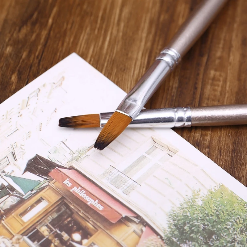 

12pcs/set Watercolor Gouache Paint Brushes Wooden Handle Nylon Hair Painting 090F