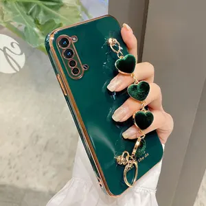 heart bracelet hand holder phone case for oppo find x2 x3 neo lite pro cover luxury strap cases for oppo reno2 z f find x3 capa free global shipping