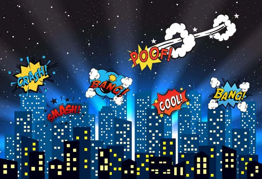 Фотозадник для дня рождения мальчика Superhero City Building от Avezano для фотостудии.