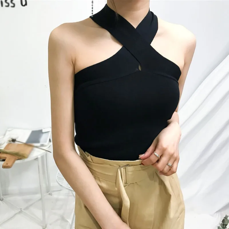 Универсальный без рукавов с открытыми плечами тонкий трикотажный камзол