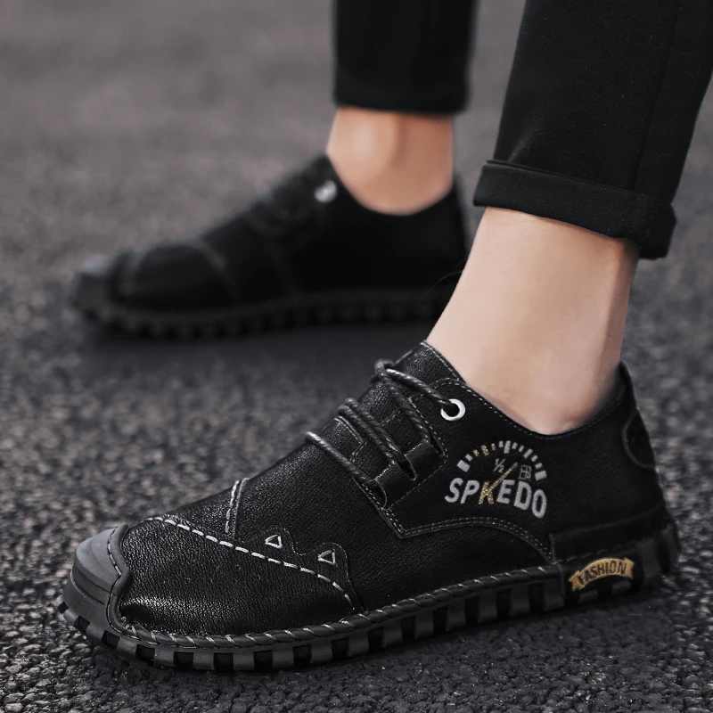 

Genuine Leather Shoes Comfortable Breathable Classic Golf Sport Training Sneakers Handmade Sewing Men Flats Big Size 48