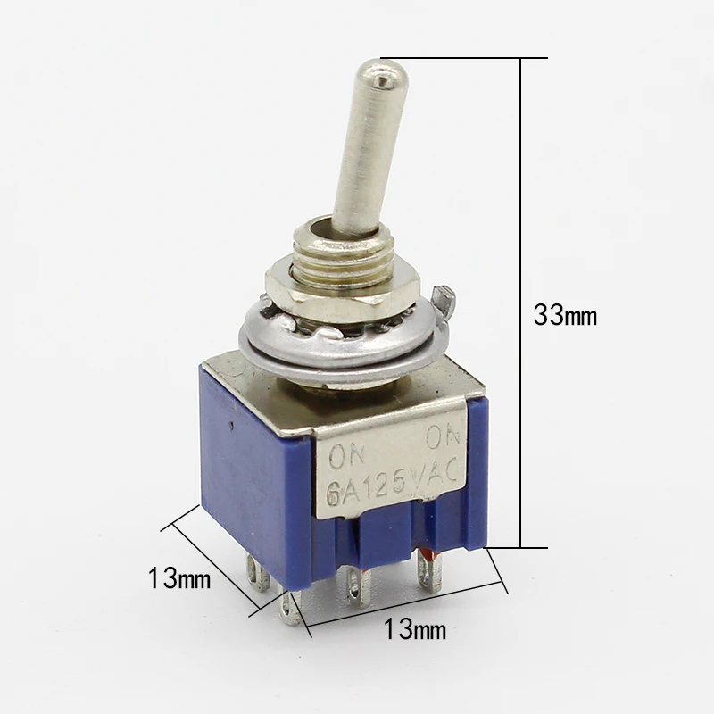 5 шт./лот MTS 202 темно синий 6 контактный DPDT ON Mini 6A125VAC миниатюрные