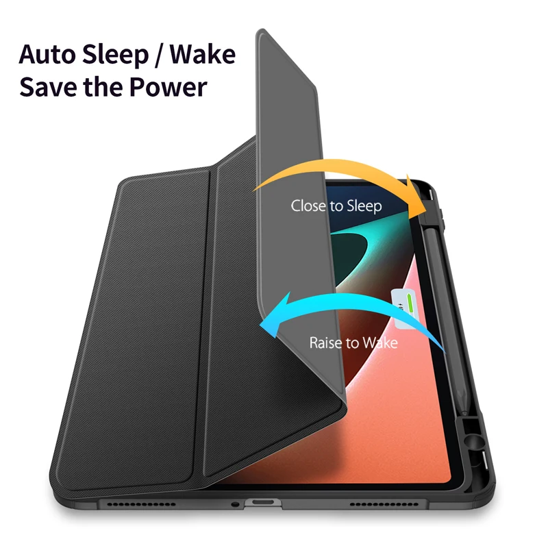 for xiaomi pad 5 pro case trifold stand pu leather sleep wake cover with pencil holder for xiaomi mi pad 5 sleeve lapiz duxducis free global shipping