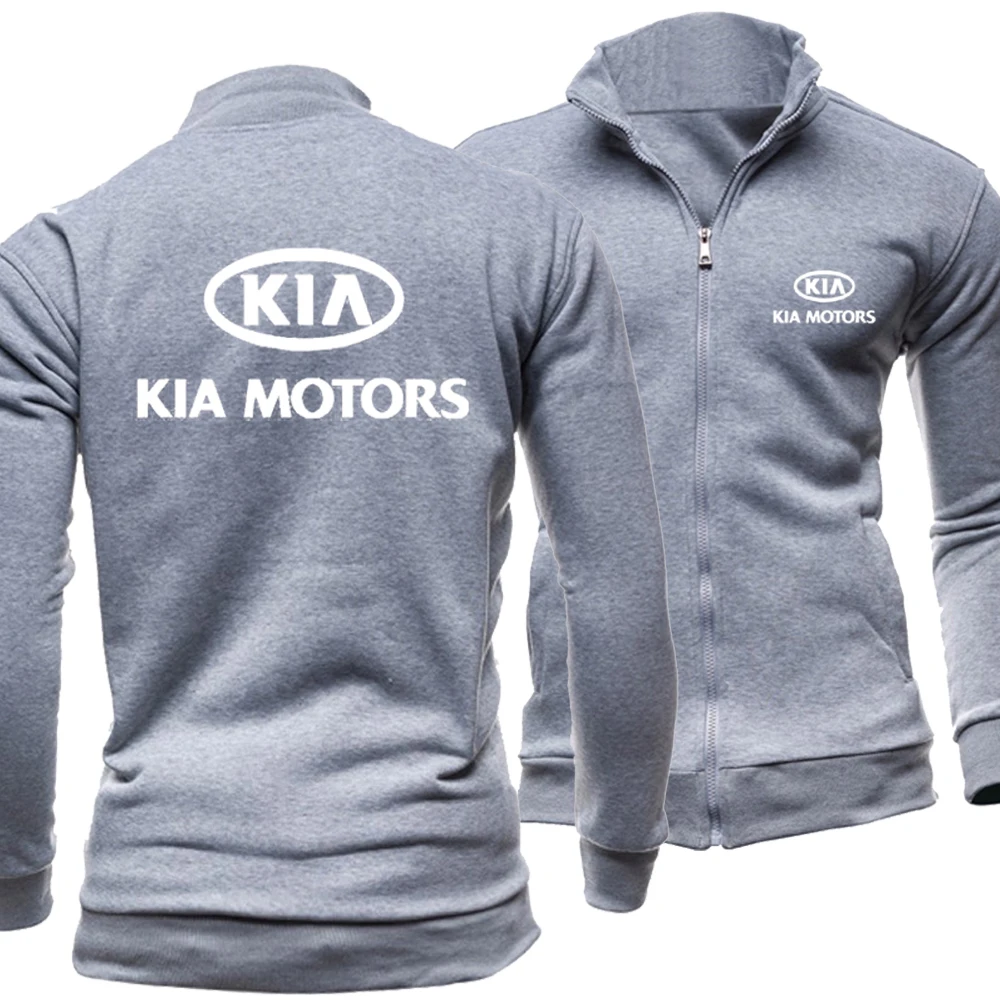 

New Fashion Spring Autumn Men Jacket kIA Logo No Cap Sweatshirt Hoody Fleece Cotton Zipper Hoodies Harajuku Male Clothing