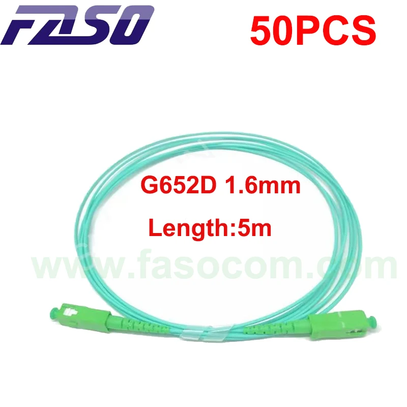 

50 pièces 5M câble à fibre optique SC/APC SX noyau 1.6mm mode unique G652D Aqua LSZH veste fibre optique cordon de raccordement