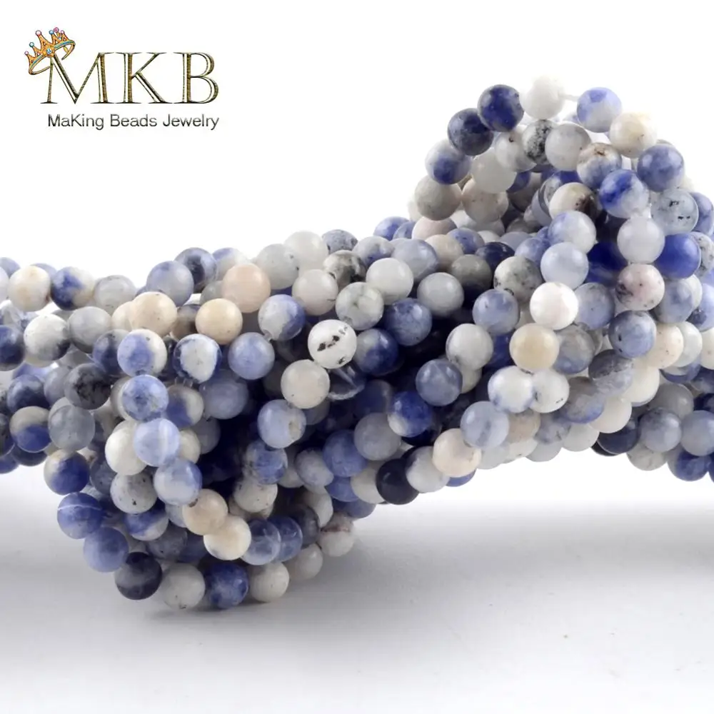 3 мм натуральный камень голубой содалит круглые бусины пространство свободные