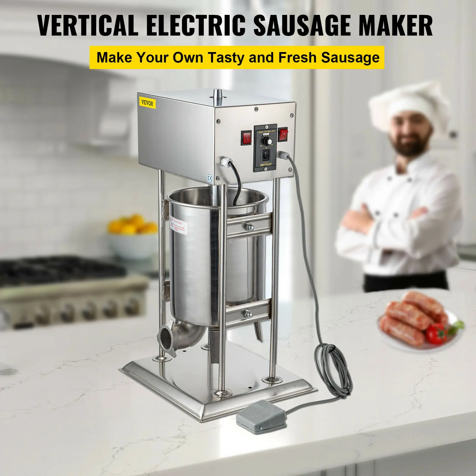 

VEVOR Electric Sausage Stuffer 15L Variable Speed Sausage Maker Stainless Steel
