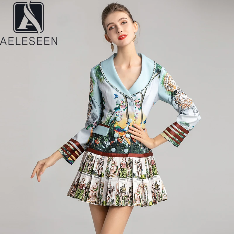 AELESEEN офисное женское подиумное цветочное мини-платье роскошное платье с