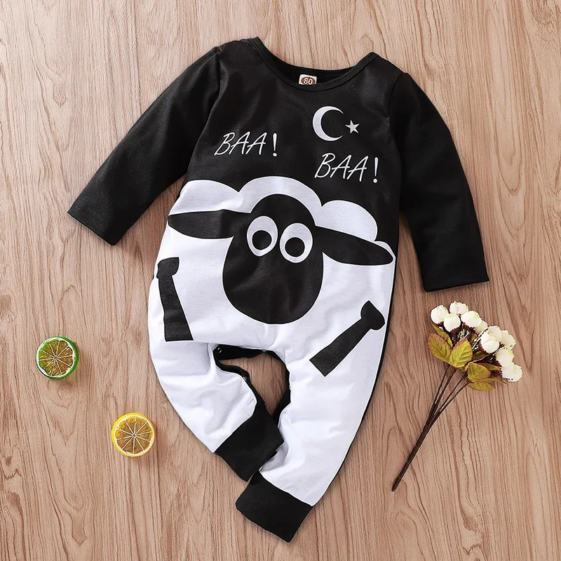 2019 Детский комбинезон с длинными рукавами и милой овечкой для новорожденных