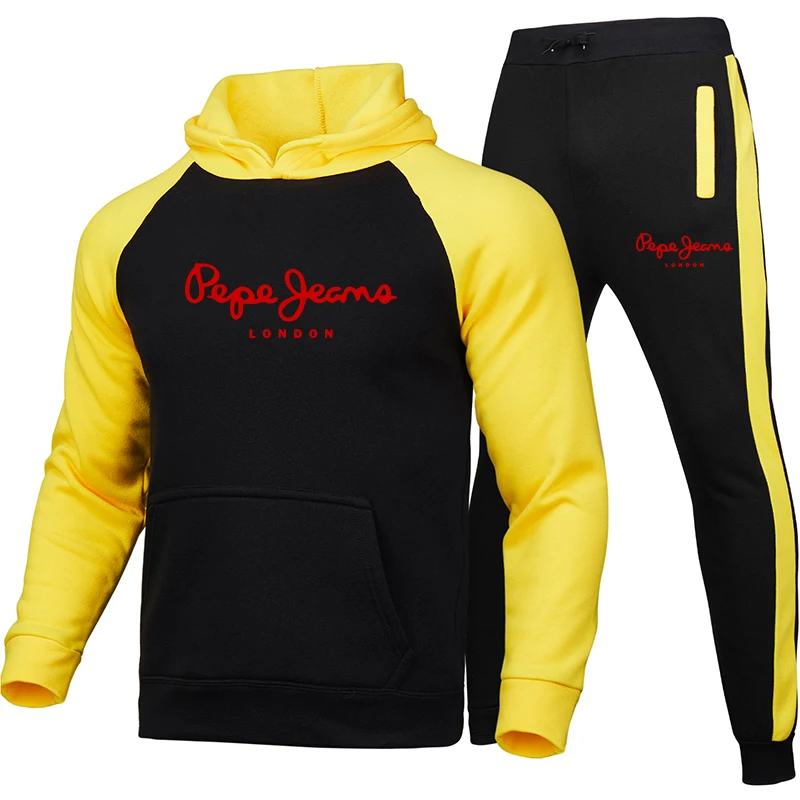 

Brand new casual sportswear suit men's Hoodie + pants two piece printed hooded sportswear men's suit