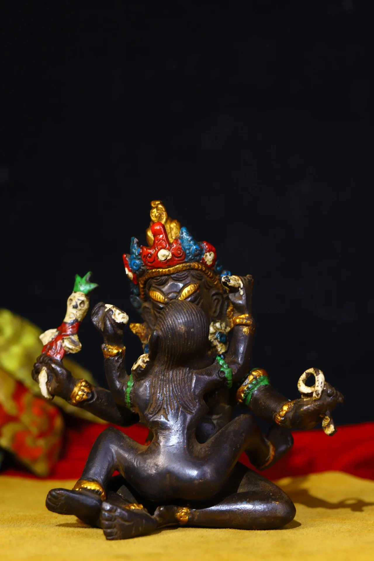 

Home Decor 5" Tibet Buddhism Old Bronze Tracing Hevajra Mandkesvara HAPPY Buddha Statue Yab-Yum Pair Statue Enshrine the Buddha