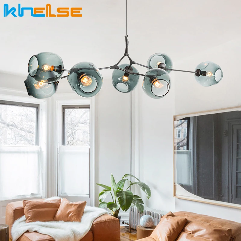 Современный стеклянный подвесной светильник для гостиной спальни Домашний