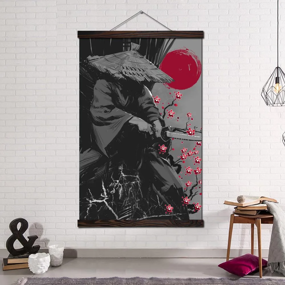

Modern Wall Art Print Art Print And Poster Scroll Canvas Painting Wall Decor Picture Home Decor for Living Room Japan Samurai