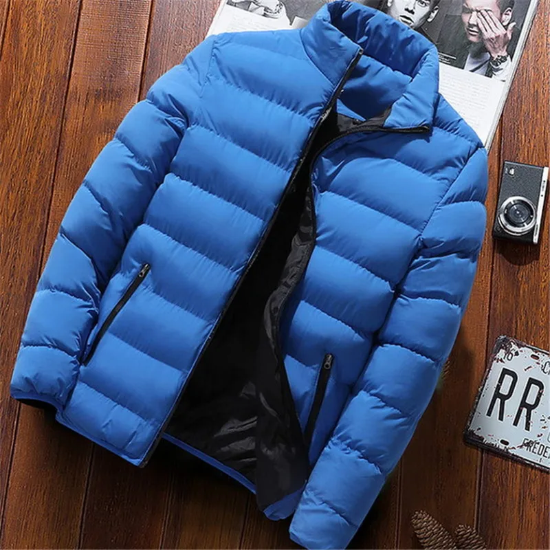 

2019 Men Casual Hooded Parka Printed Winter Men Fashion Patchwork Cotton Slim Fit Coat Thick Warm Homme's Zipper Jacket