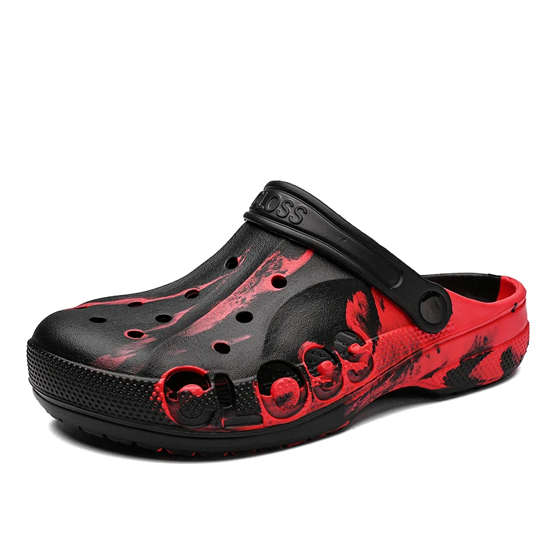 

2021 Hot Sale Trend Men Summer Crocks Cool Hole Shoes Crok PU Clogs Garden Shoes Beach Flat Sandals