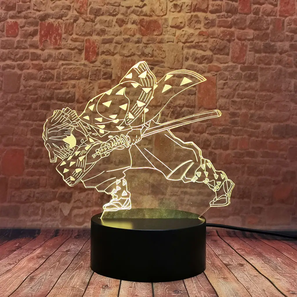 

Flash 3D led Desk Nightlight Visual Illusion Lamp Model Demon Slayer Kamado Tanjirou Anime Figure Toys