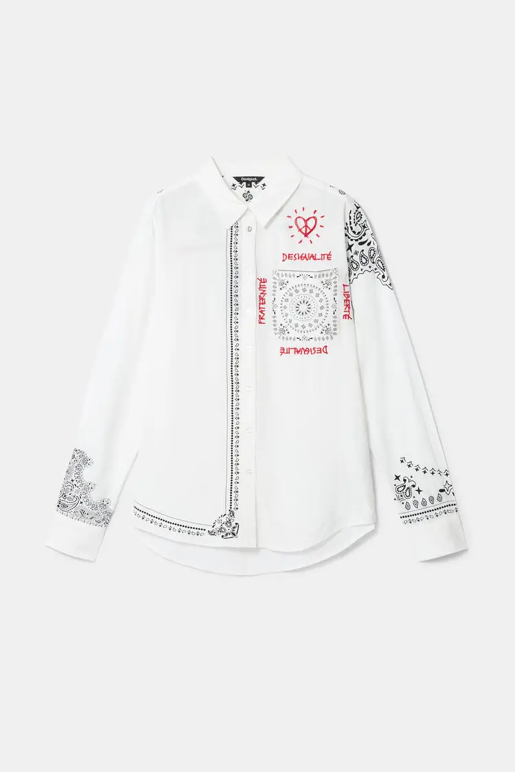 2020 г. испанская Модная брендовая рубашка с вышивкой в форме сердца |