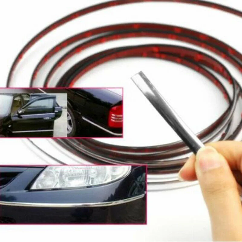 

10M Chrome Moulding Trim Strip Car Door Edge Scratch Guard Protector Cover Strip Roll Chrome Exterior Moulding Trim Strip