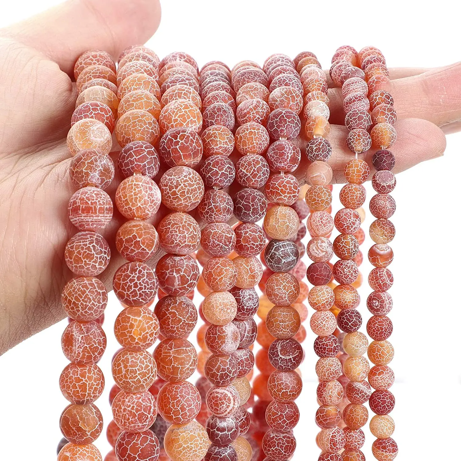 

LW005 6/8/10mm Frosted red weathered agate Natural Stone Beads Round Loose Beads for Jewelry Making,Energy Stone Healing