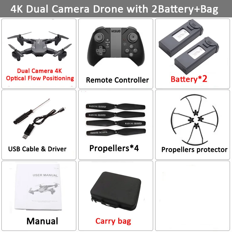 Set17 4K 2BAT CB Visuo XS816 Радиоуправляемый Дрон оптический поток Радиоуправление с 4K двойной камерой wifi FPV Дрон жесты складной Квадрокоптер VS XS809HW xs809 - Цвет: Set17 4K 2BAT CB
