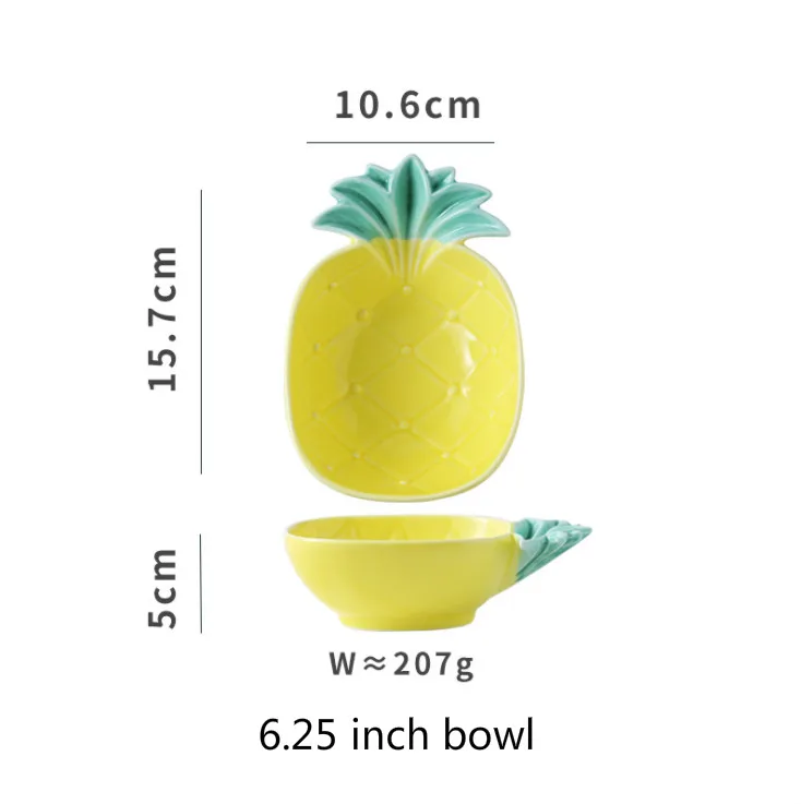 6.25-inch bowl Креативное симпатичное керамическое Ананасовое блюдо, чаша, блюдо для фруктов для ресторана, тарелки для дома, керамическая тарелка, тарелки для закусок - Цвет: 6.25-inch bowl