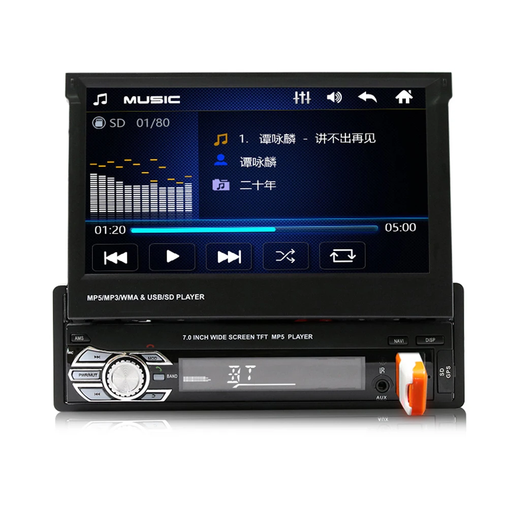 7 Inch GPS Navigation Auto MP5 Player Bluetooth 1080P Touch Screen Car Mp5 Camera 1DIN Retractable screen 9601G Carplay | Автомобили и