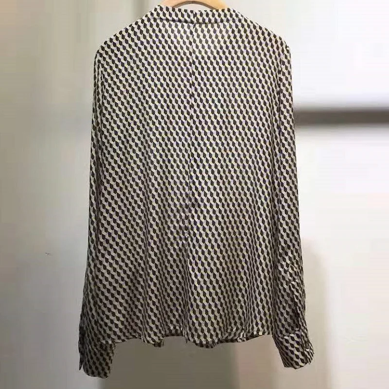 

100%Cotton 2020 Spring Summer Fashion Blouses Women O-Neck Vintage Prints Ruffle Patchwork Long Sleeve Elegant Tops Female