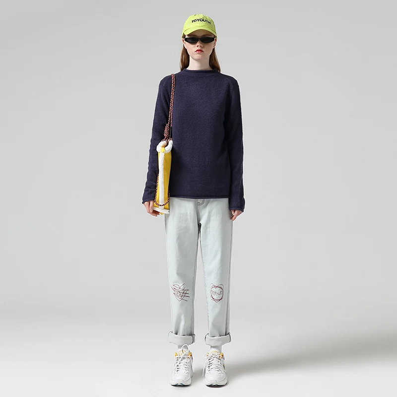 Женский базовый Однотонный свитер Toyouth серый пуловер с длинными рукавами и