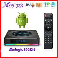 x96 x4 amlogic s905x4 rgb light tv box android 11 4gb 32gb 64gb support av1 8k video media player android 11 0 dual wifi youtube