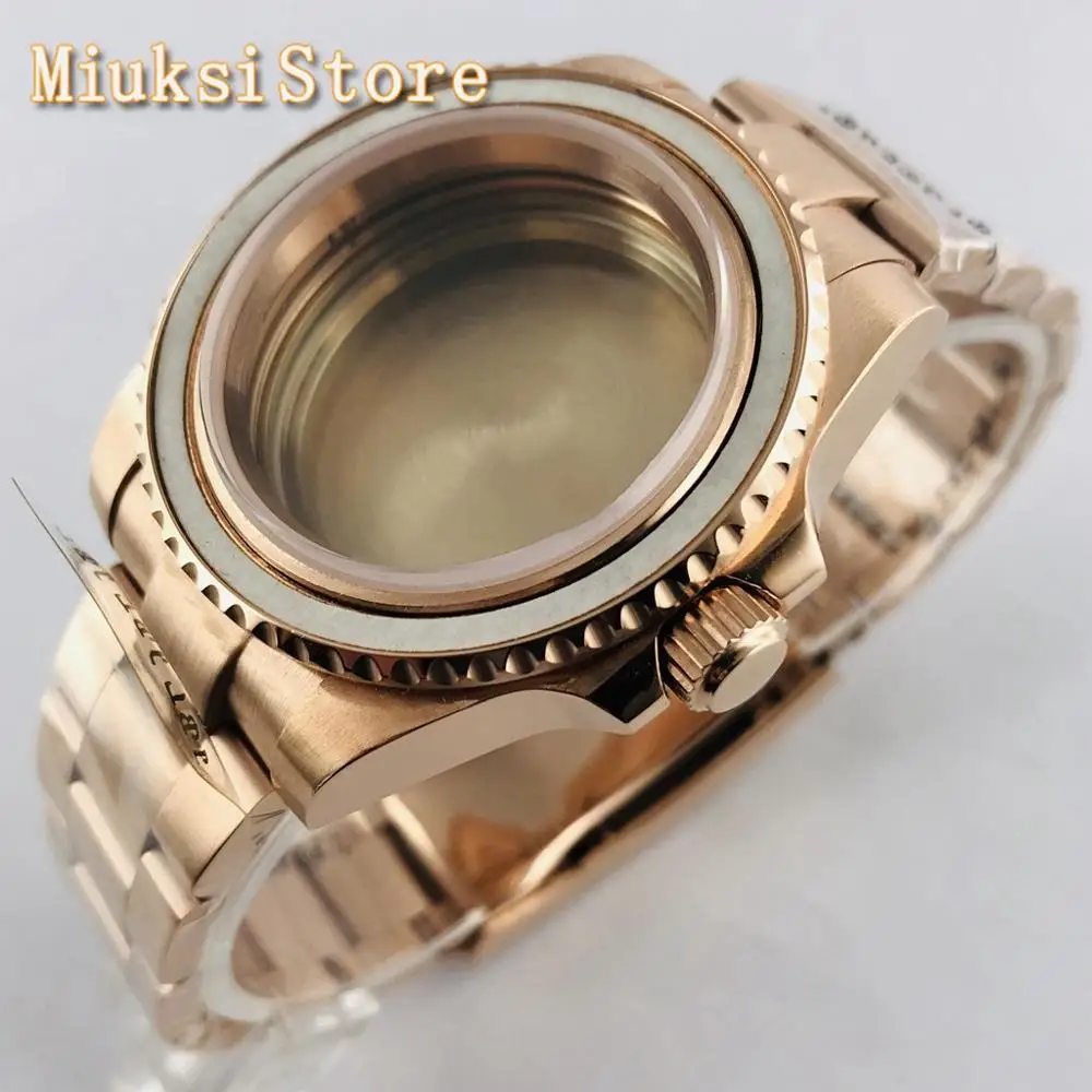 

40mm rose gold watch case sapphire glass stainless steel bracelet fit NH35 NH36, ETA 2836,Miyota 82 Serie,DG2813/3804 movement