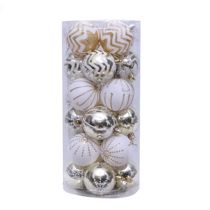 24Pcs Christmas Tree Ball Decoration Ornaments 6cm Colorful Balls New Year Gifts hallway and on the tree decor