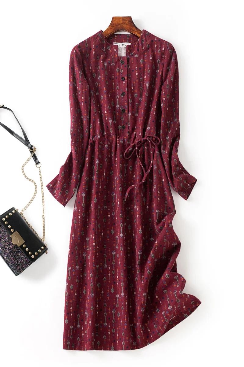 

Yujie Printed Dress temperament light mature wind medium length gentle skirt temperament women 2020 new autumn