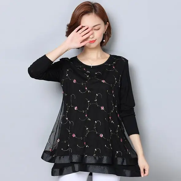 Женские блузки рубашка 2020 шифоновая блузка кружевная Цветочная вышивка рубашки