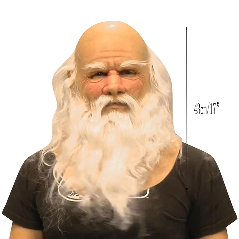 

New Christmas White Beard Old Man Headgear Costume Party Cosplay Latex Headgear SCI88