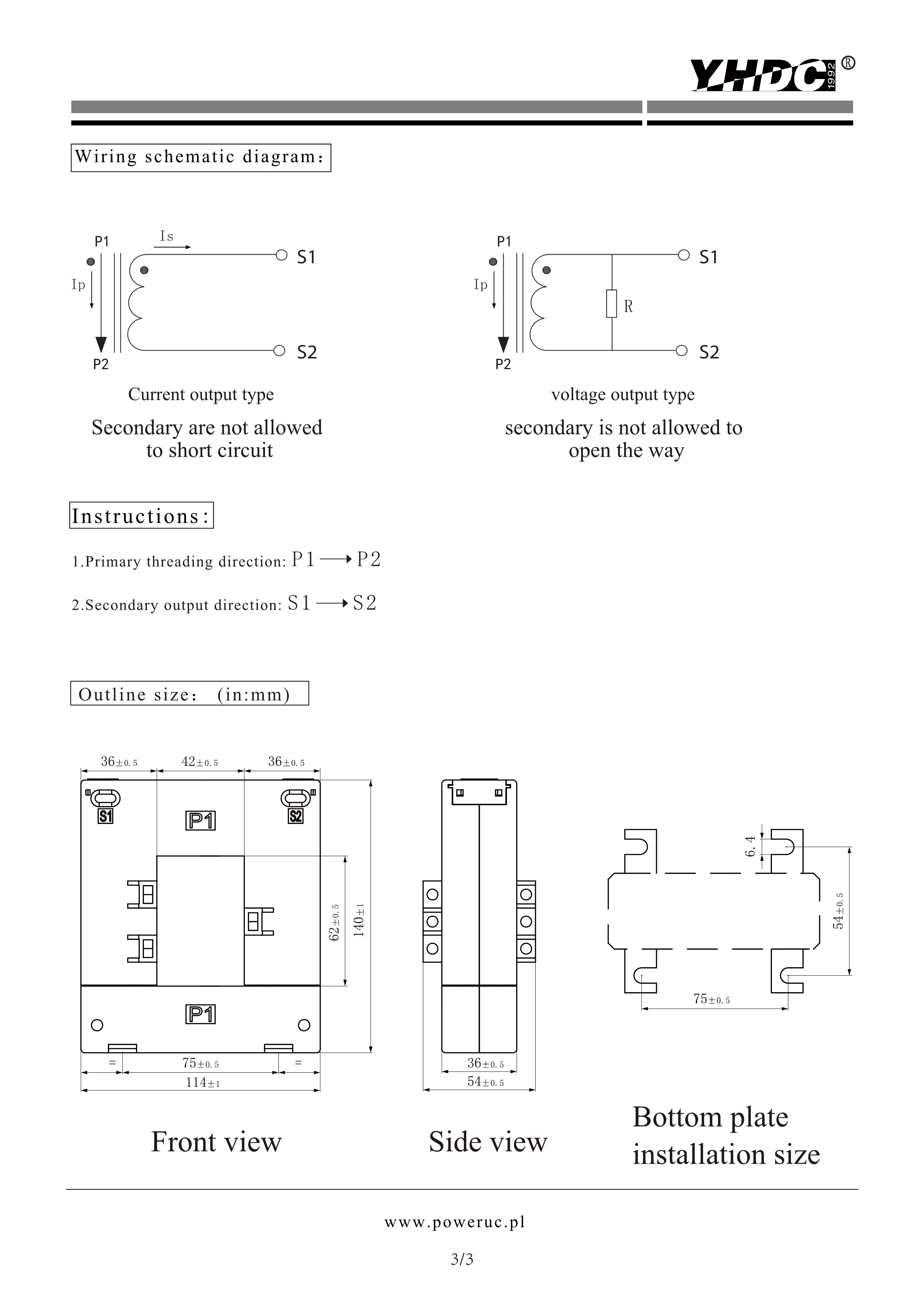 YHDC сплит-сердечник трансформатор тока SCT6040QT вход 250A 400A 600A 800A 1000A 1500A 2000A выход 5A 1%