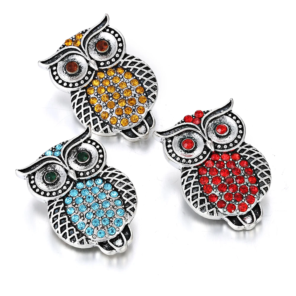 6 шт./лот новинка ювелирное изделие с кнопками античное серебро кристаллы Сова