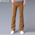 Мужские черные вельветовые расклешенные брюки в стиле ретро, Мужские осенне-зимние красные, фиолетовые, коричневые, хаки, белые мужские прямые расклешенные брюки