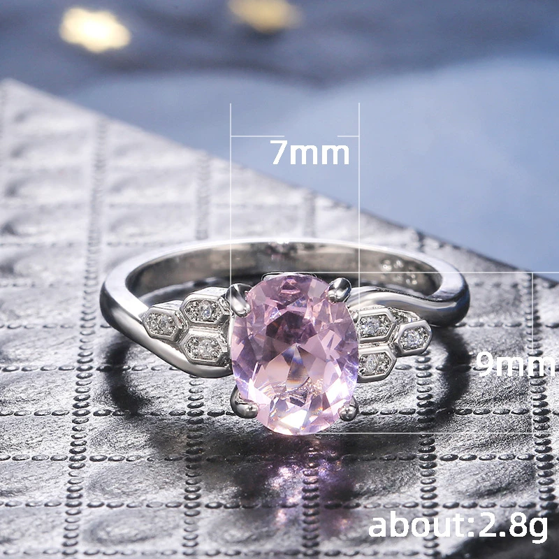 

Exquisite Pink Oval Crystal Zircon Ring For Women Charming Wedding Anniversary Ring Jewelry Elegant Ladies Party Accessories