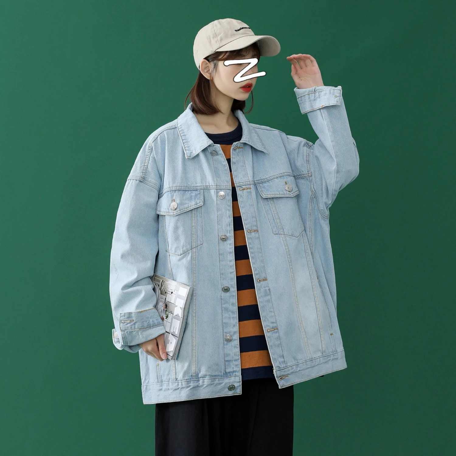 

2020 Oversize Jeans Jacket Women Pocket Loose Coats Female Turn-down Collar Blue Casual Denim Coat Women plus size 4XL 5XL