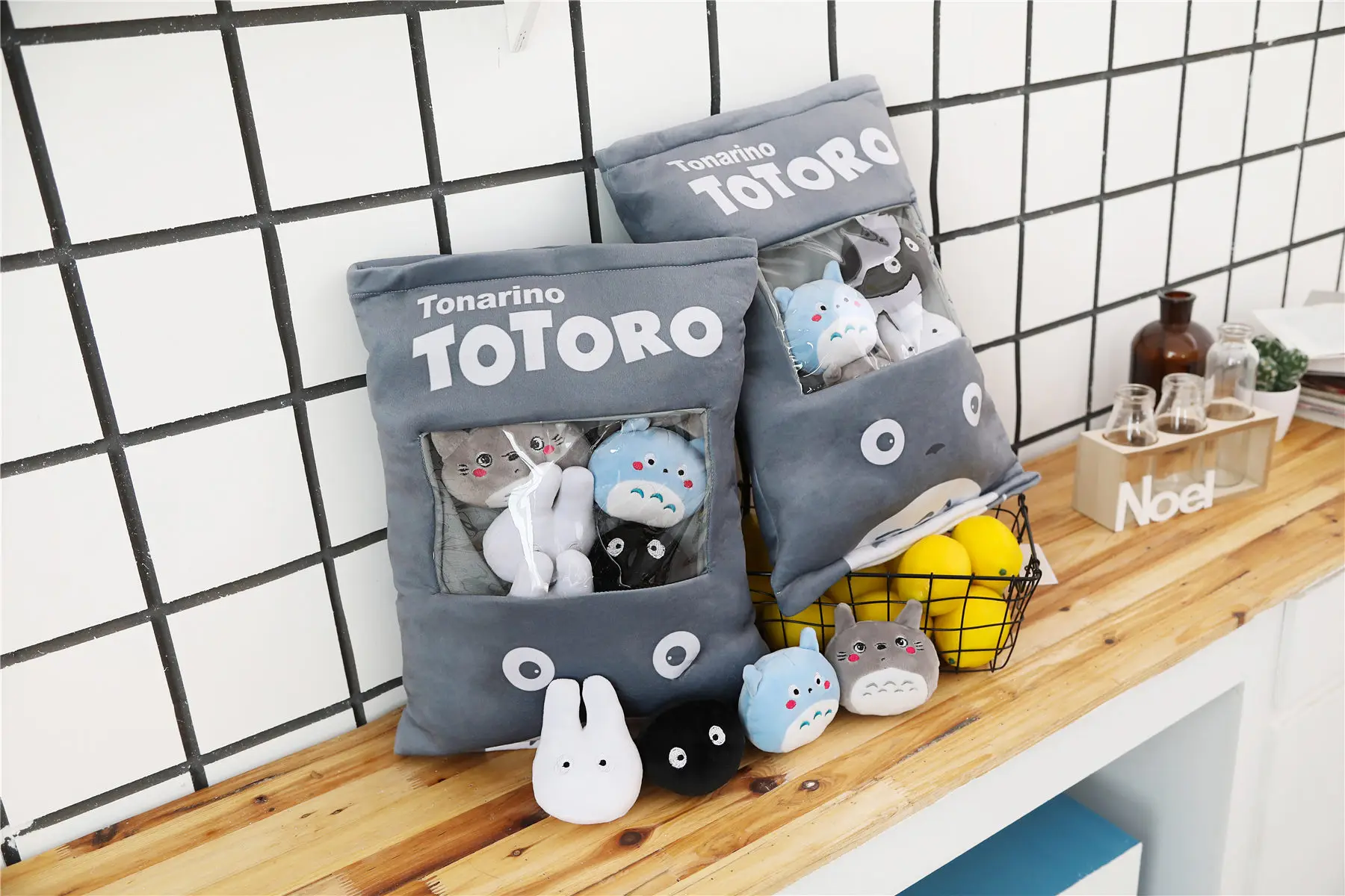 Juguetes de peluche creativos para ni&ntilde;os, juguetes de Totoro, almohada de aperitivo, mu&ntilde;ecos kawaii, mi cercano, Totoro, 8 unids/lote-3
