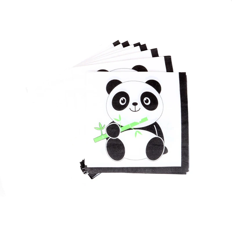 Милая панда едает бамбук тема Детский День Рождения мультфильм Салфетка