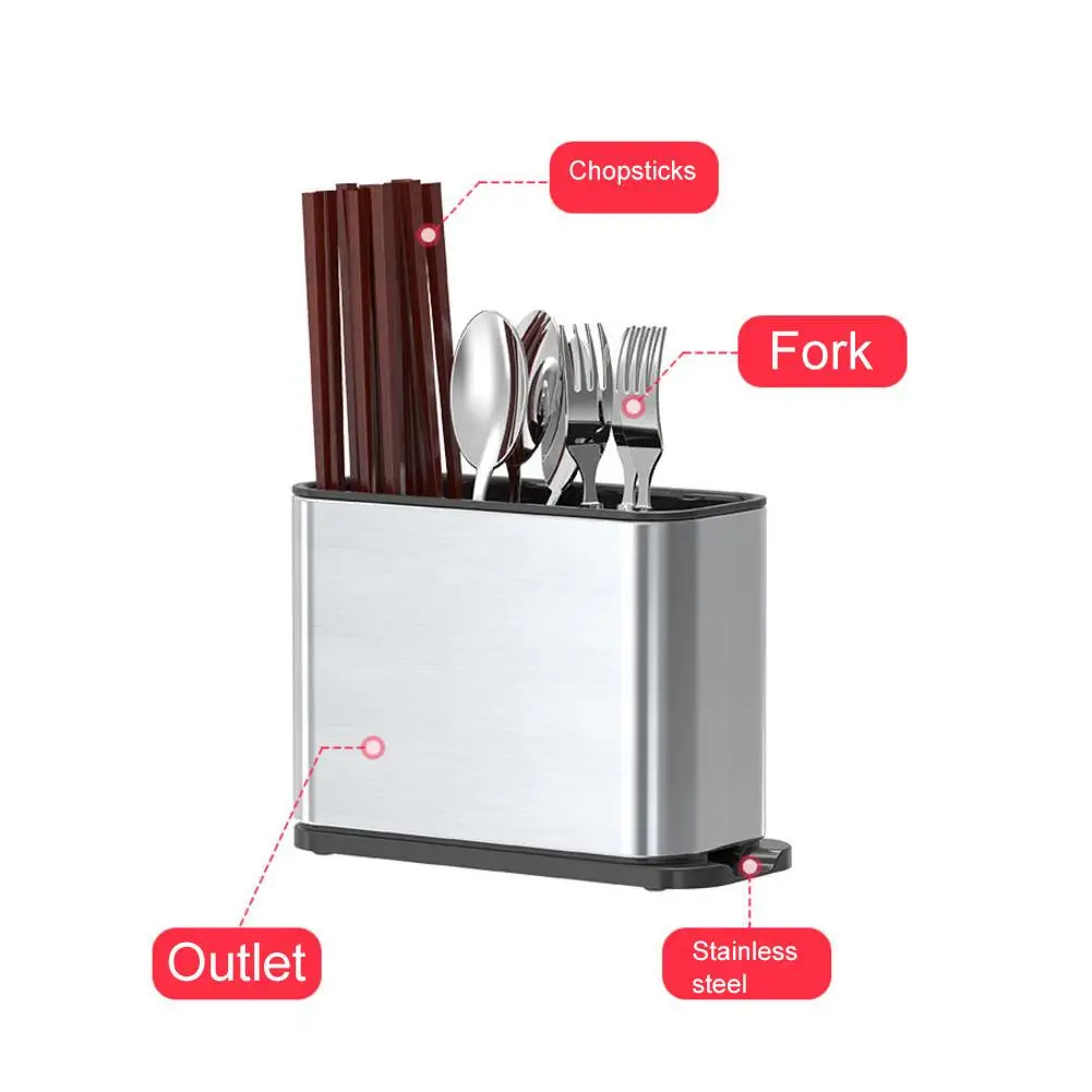 Chopsticks Cutter Fork Box Shovel Spoon Strainer Rack Cutlery Storage Kitchen Stainless Steel |