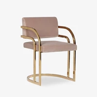 hot sales modern upholstered mink velvet armchair brushed gold stainless steel restaurant dining chair for home