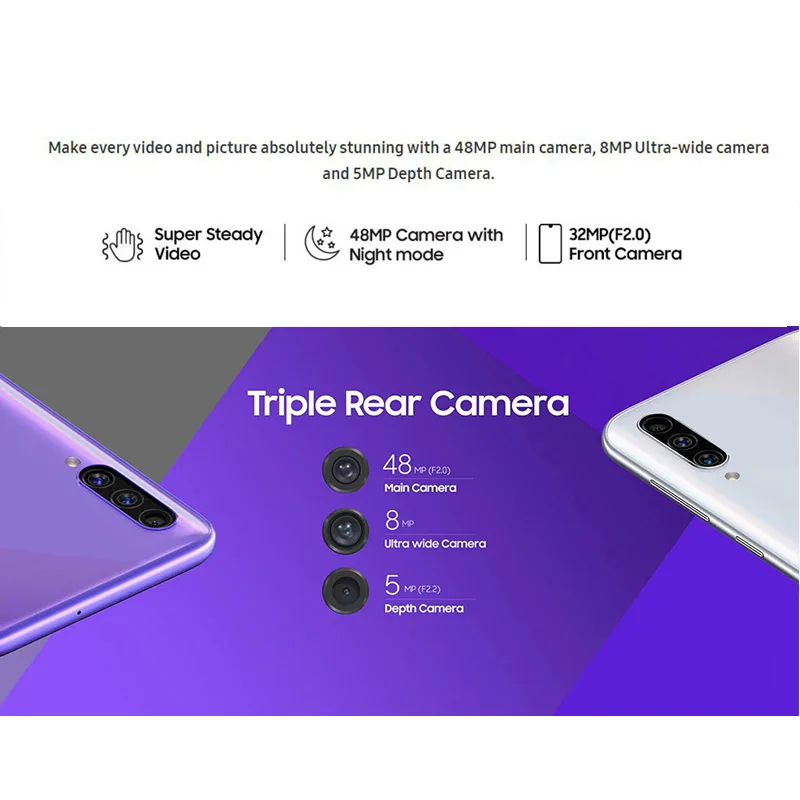 Мобильный телефон Samsung Galaxy A50s международная версия 64 ГБ/128 Гб ПЗУ A507FN/DS тройная