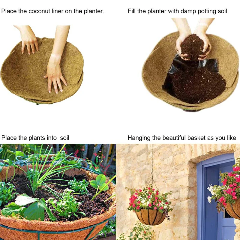 

Flower Basket Coconut Fiber Mat Multifunctional Large Capacity Replacement Liner for Balcony Courtyard Garden GHS99
