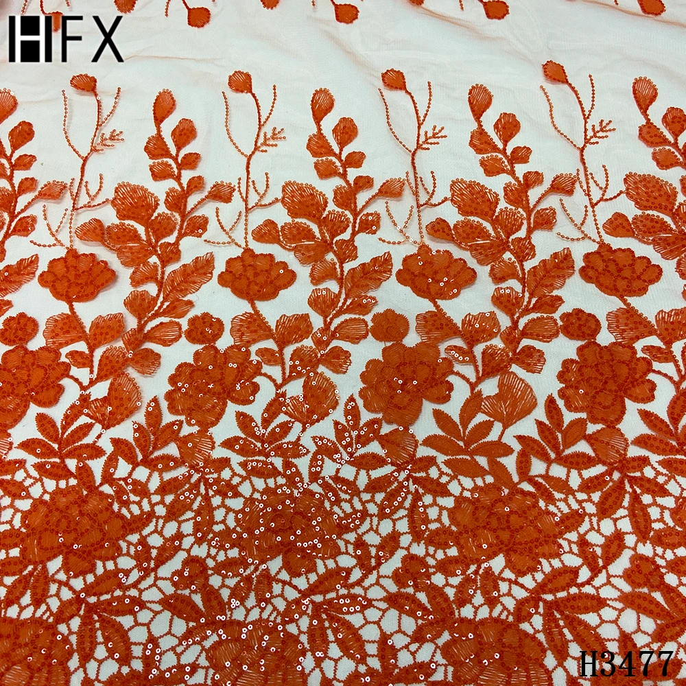 

HFX NEW High Quality 2020 Tulle sequins French Nigerian Lace Fabrics Embroidered African tulle Lace Fabric for women dress H3477