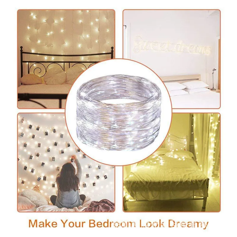 Водонепроницаемая светодиодная музыкальная гирлянда 3AA с батарейным отсеком и